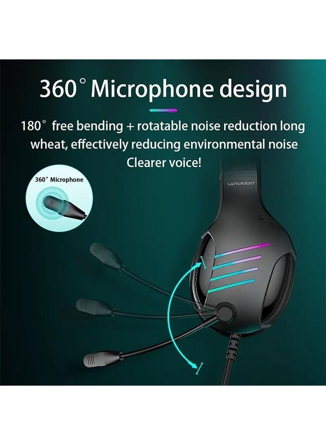 Langsdom G7 Troner Surround Sound Gaming Headset with RGB Lighting & HD Microphone - Compatible with PC, PlayStation, and Mobile - Image 3